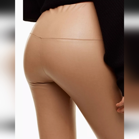 🌿 Wilfred Free *RARE* Vegan Leather Camel Daria Leggings, Size S ~ EUC - Picture 5 of 10